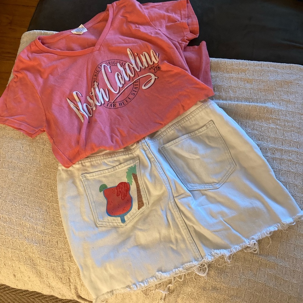 Hand Painted Pacsun Jean skirt